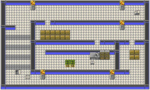 The first basement level of Team Rocket's hideout in Mahogany Town