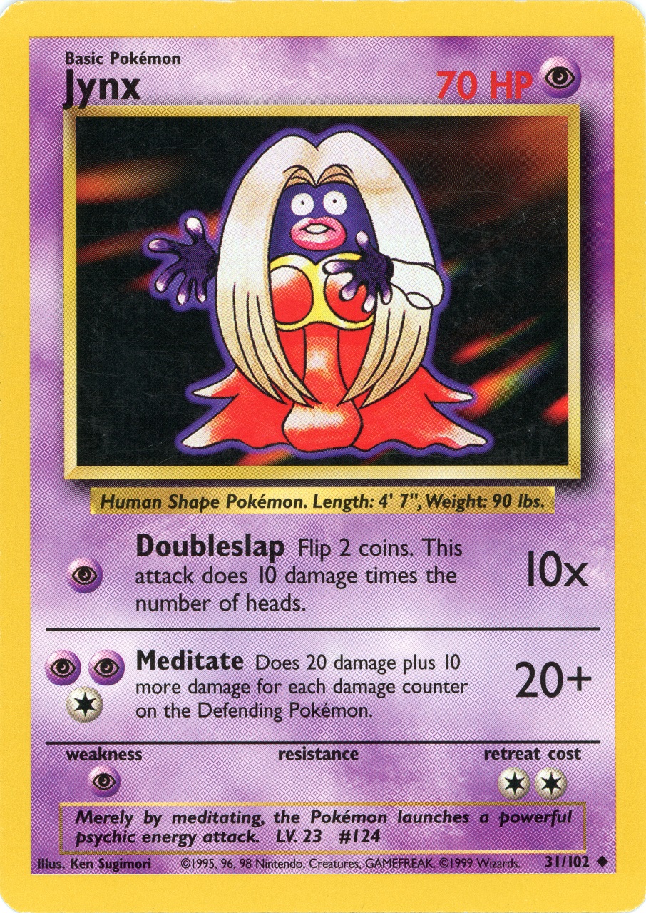 English Jynx card artwork from Base Set, recoloured purple