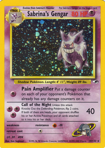 English Sabrina's Gengar artwork from Gym Heroes with the graveyard background replaced
