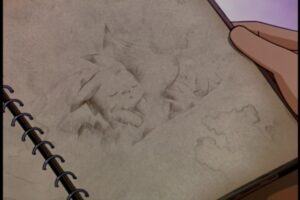38 Oak Looking Through His Old Sketchbook