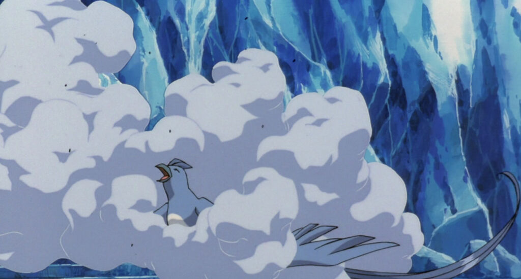 55 Articuno falls victim to attacks from both Moltres and Zapdos