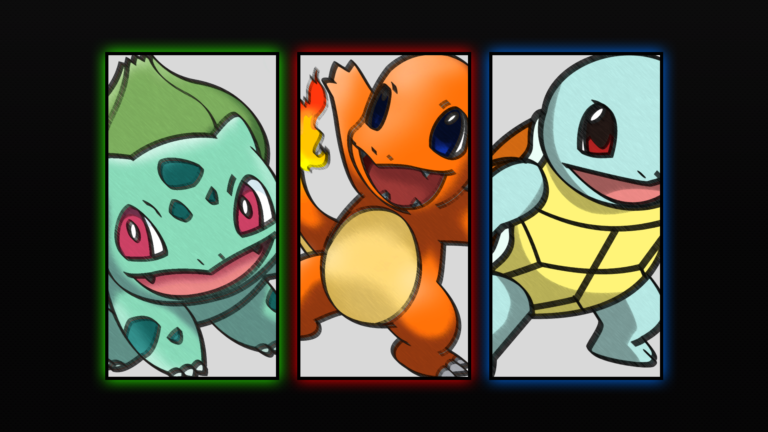 Gen 1 starter Pokémon: Bulbasaur, Charmander, Squirtle Wallpaper