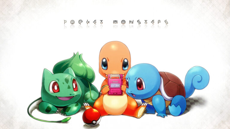 Gen 1 starter Pokémon playing on a Game Boy