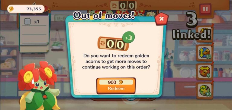 The out-of-moves screen offering a retry