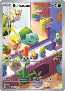 Bulbasaur — Stellar Crown · 143/142 · 2024 (Same text as 151 001/165. First released in Japan's Venusaur & Charizard & Blastoise Special Deck Set ex (050/049); also an Indonesia/Thailand promo (26 January 2024).)