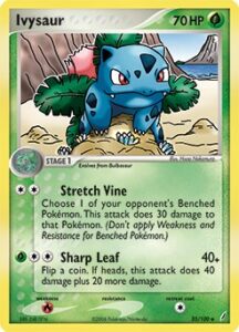 Ivysaur — EX Crystal Guardians · 35/100 · 2006 (Also the EX Crystal Guardians prerelease promo. Stretch Vine reaches past the Active Pokémon to hit a Benched Pokémon for 30.)