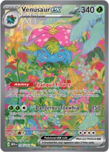 Venusaur ex — 151 · 198/165 · 2023 (Special Illustration Rare (Japanese SAR), one of the set's three headline Kanto starter chase cards.)