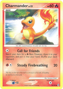 Charmander — Arceus · 59/99 · 2009 (Level 13. Call for Friends fetches any Basic Fire Pokémon from the deck.)