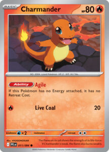 Charmander — Phantasmal Flames · 011/094 · 2025 (Its Agile Ability gives it free retreat while it has no Energy attached. It shares the set with Mega Charizard X ex.)