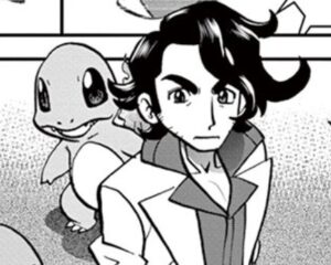 Charmander with Professor Sycamore in Pokémon Adventures