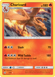 Charizard — Detective Pikachu · 5/18 · 2019 (Charizard as it looks in the live-action film Detective Pikachu. Wild Tackle hits for 180 but does 50 damage to Charizard too.)