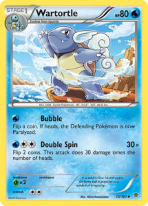 Wartortle — Plasma Blast · 15/101 · 2013 (Bubble can Paralyse on heads, and Double Spin flips two coins for 30 each. Also in the Solar Strike theme deck.)