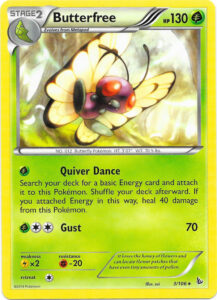 Butterfree — Flashfire · 3/106 · 2014 (Quiver Dance takes a basic Energy from your deck, attaches it to Butterfree and, if it did, heals 40 damage.)