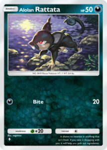 Alolan Rattata — Celestial Guardians · 106/155 · 2025 (Lunala pack. Bite hits for 20. Reuses nagimiso's art from Burning Shadows 81.)
