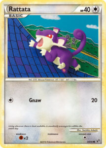 Rattata — Undaunted · 64/90 · 2010 (A no-frills 20-damage Gnaw for one Energy, with Sprout Tower in the background.)