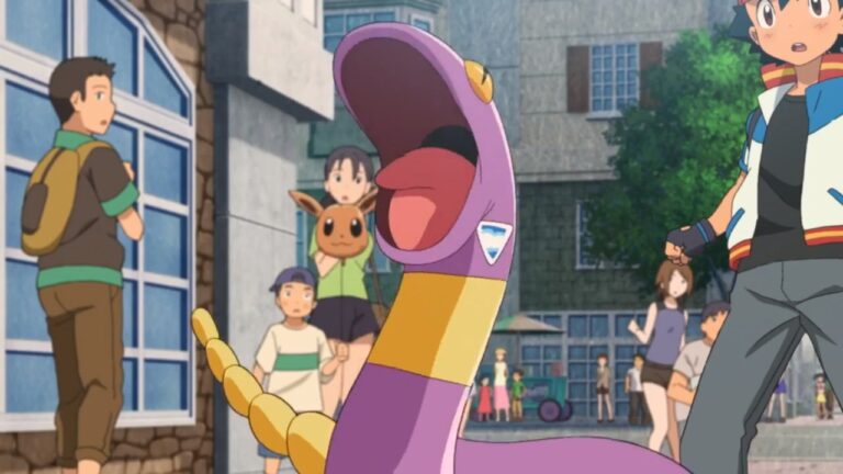 Ash catches an Ekans in the Pokémon Catch Race in The Power of Us (2018)