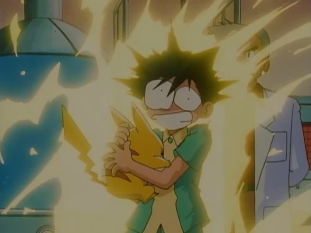 Pikachu's first moments on screen in Pokémon - I Choose You!