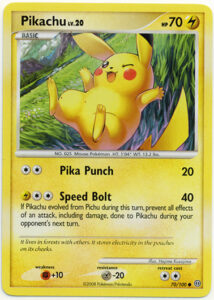 Pikachu — Stormfront · 70/100 · 2008 (A sturdy 70 HP Pikachu that rewards evolving from Pichu: if it evolved this turn, Speed Bolt protects it from everything your opponent's next attack would do. It was an Uncommon in Japan.)