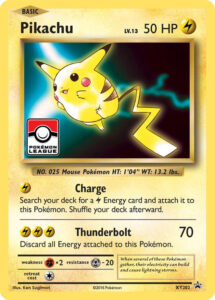 Pikachu — XY Black Star Promos · XY202 · 2016 (A 20th-anniversary throwback in a classic Original-era card layout, based on the Wizards Black Star Promo #4 Pikachu. A Pokémon League prize (Evolutions season 1); in Japan it came in Daiichi Pan bread packs.)