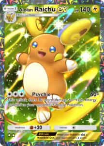 Alolan Raichu ex — Celestial Guardians · 185/155 · 2025 (Full Art version; Solgaleo pack.)