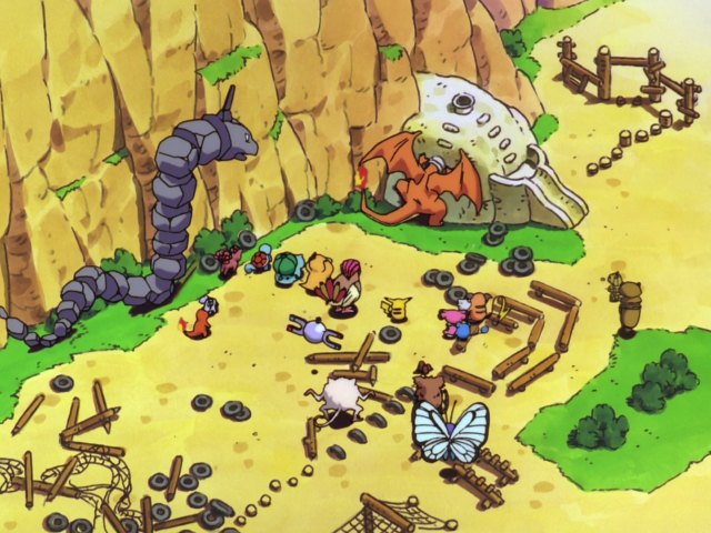 Sandshrew among the visitors to the Pokémon Theme Park in Pikachu's Vacation (1998)