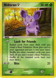 Nidoran♀ — EX FireRed & LeafGreen · 70/112 · 2004 (Look for Friends turns over cards from your deck until a Basic Pokémon appears and adds it to your hand, and Bite hits for 20.)