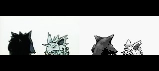 The anime's opening duel beside the Pokémon Red and Green intro it recreates
