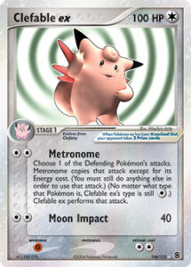 Clefable ex — EX FireRed & LeafGreen · 106/112 · 2004 (The first Clefable ex, drawn by the artist of its Jungle debut. Metronome costs just two Energy and copies any of the Defending Pokémon's attacks.)