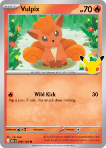 Vulpix — 30th Celebration · 009/128 · 2026 (From the 30th-anniversary set. In Japan, Taiwan and Hong Kong it came out the same day in the 30th Celebration Premium Deck Set Espeon & Umbreon (two copies in the Espeon ex deck, holofoil with a 30th Anniversary stamp).)