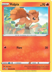 Vulpix — Sword & Shield · 022/202 · 2020 (First printed in Japan's V Starter Set Fire. An official 'Draw Your Own Card' activity sheet is based on it.)
