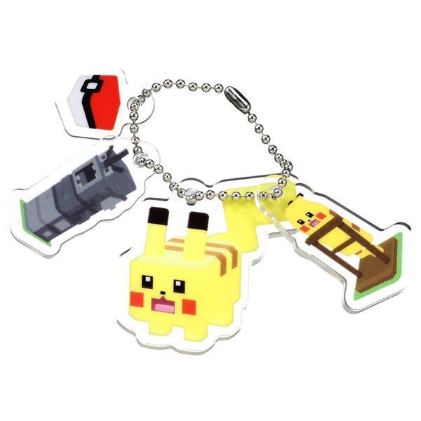 A Pikachu keychain in Pokémon Quest style